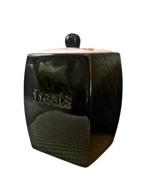 Retro Black/Pink Ceramic Pet Treat 6” Canister